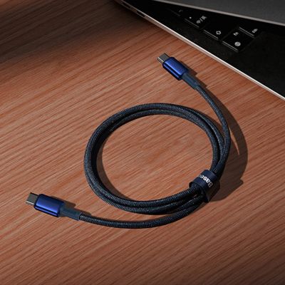 14. Kabel Baseus Tungsten Gold USB-C / USB-C 100W 1m - granatowy
