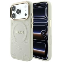 Etui Guess Saffiano Peony & Ring MagSafe na iPhone 18 Pro / 17 Pro - beżowe