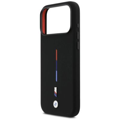 6. Etui BMW M Silicon Tricolor Line MagSafe na iPhone 17 Pro Max - czarne