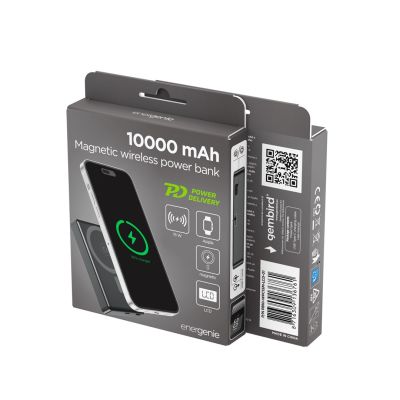 6. GEMBIRD BEZPRZEWODOWY POWERBANK MAGNETYCZNY 15W Z WYŚWIETLACZEM LCD 10000 MAH, CZARNY