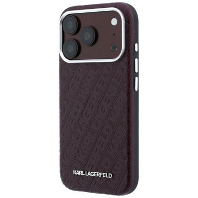 2. Etui Karl Lagerfeld Grained Allover Logo Metal Elongated MagSafe na iPhone 17 Pro Max / 18 Pro Max - burgundowe