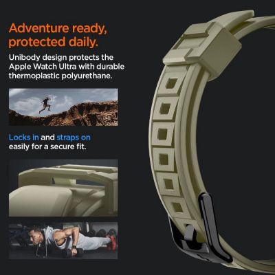13. Etui z paskiem Spigen Rugged Armor Pro na Apple Watch Ultra (49 mm) - zielone