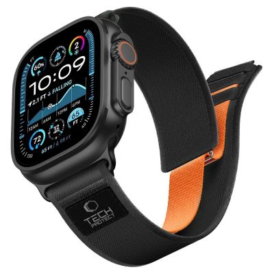 Pasek Tech-Protect Nylon Elite na Apple Watch 44 / 45 / 46 / 49 mm - czarno-pomarańczowy