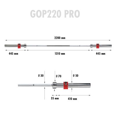 3. Gryf prosty olimpijski 20kg 2200mm GOP220 PRO + ZG1000R zaciski lock HMS