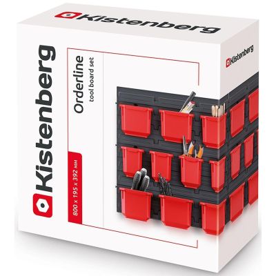 16. TABLICA WARSZTATOWA Z ZESTAWEM 20 POJEMNIKÓW ORDERLINE KISTENBERG