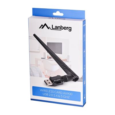 11. LANBERG KARTA SIECIOWA BEZPRZEWODOWA WIFI USB 2.0 DUAL BAND AX900 ANTENA