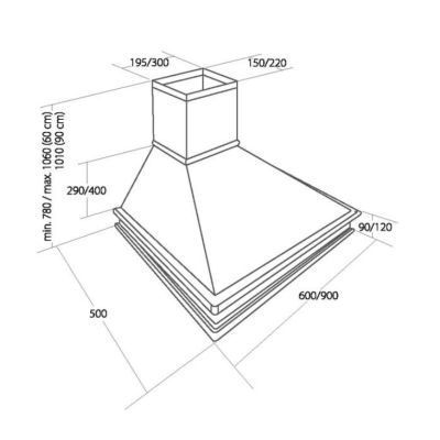 2. Okap kominowy przyścienny rustykalny AKPO WK-4 RUSTICA 60 beżowy ecru