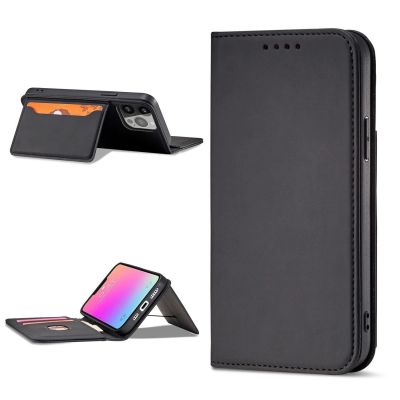 12. Magnet Card Case etui iPhone 14 Pro Max pokrowiec z klapką portfel podstawka czarne