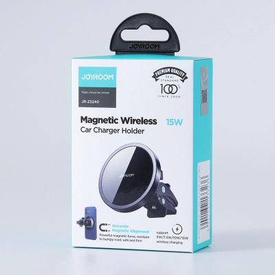 5. Joyroom samochodowy uchwyt magnetyczny bezprzewodowa indukcyjna ładowarka Qi 15 W (kompatybilna z MagSafe do iPhone) czarny (JR-ZS240)