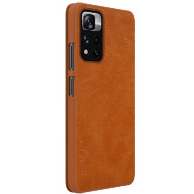 4. Nillkin Qin Case etui do Xiaomi Redmi Note 11 Pro+ (China) / Redmi Note 11 Pro (China) / Mi11i HyperCharge osłona na aparat kabura pokrowiec obudowa z klapką brązowy