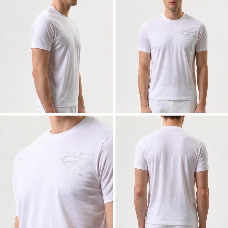2. Paul&Shark T-shirt bawełniany męski biały 26411035-10 - klasyczny krój, logo