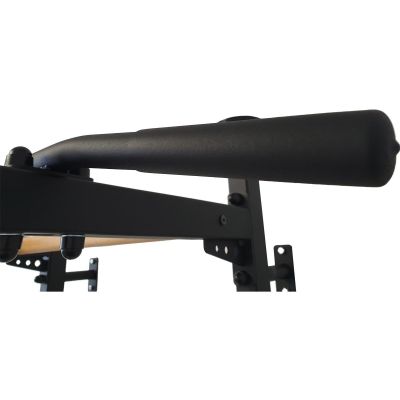 21. ROZPOROWA DRABINKA GIMNASTYCZNA DREWNIANO METALOWA Z METALOWYM DRĄŻKIEM W KOLORZE DĘBU BENCHK 511