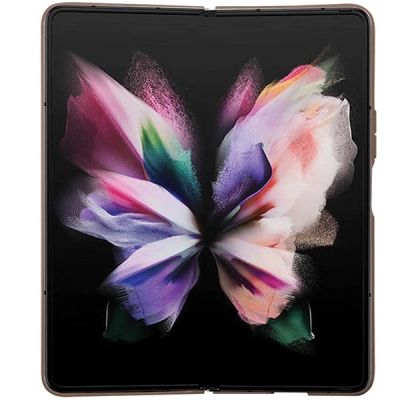 6. Etui Guess Leather 4G Triangle Strass na Samsung Galaxy Z Fold 5 - brązowe
