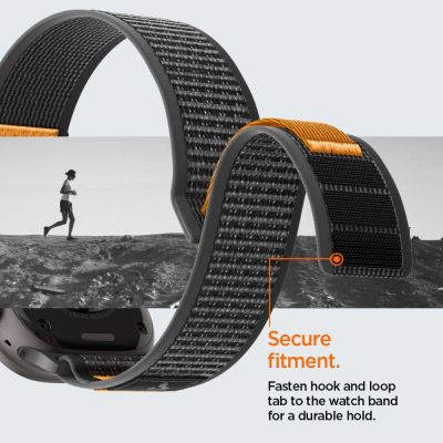 11. Pasek Spigen Athlex Air 2 na Apple Watch (44 / 45 / 46 / 49 mm) - czarno-pomarańczowy