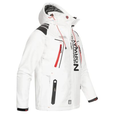 5. Kurtka sportowa męska Geographical Norway Techno MEN 056 BS3 szybkoschnąca z kapturem biała (WU1060H/GN)