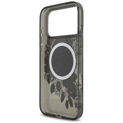 7. Etui Guess IML Flowers Pearl Strap MagSafe na iPhone 18 Pro Max / 17 Pro Max - czarne