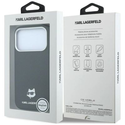 8. Etui Karl Lagerfeld Grained Choupette Head Metal MagSafe na iPhone 17 Pro / 18 Pro - czarne
