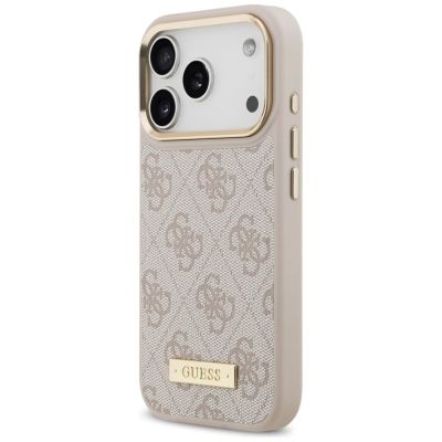 2. Etui Guess 4G Logo Plate MagSafe na iPhone 17 Pro - różowe