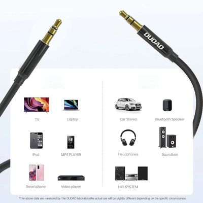 7. Kabel AUX Dudao L12S mini jack 3.5mm 1m 3 polowy stereo - czarny