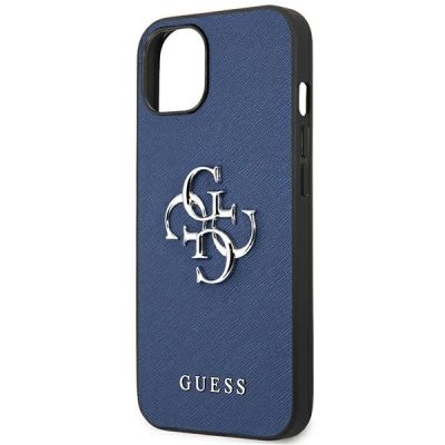 6. Etui Guess Saffiano 4G Metal Logo na iPhone 13 mini - niebieskie