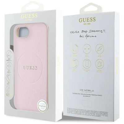8. Etui Guess Grained Ring MagSafe na iPhone 16e - różowe