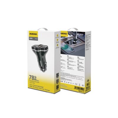 2. Ładowarka samochodowa Dudao R78 78W USB-C PD / 2xUSB-A QC - czarna