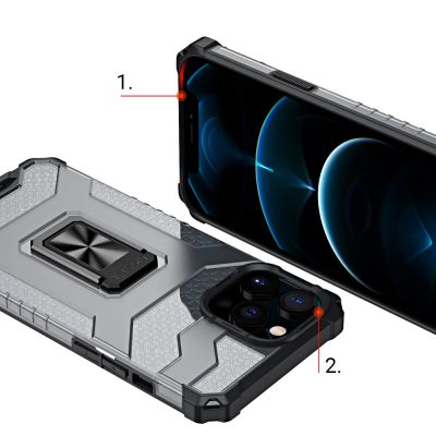 7. Crystal Ring Case pancerne hybrydowe etui pokrowiec + magnetyczny uchwyt iPhone 13 Pro Max zielony