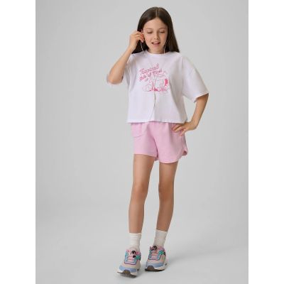 3. T-shirt bawełniany dziewczęcy 4F 4FJRSS26TTSHF3983-11S