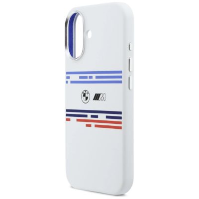 6. Etui BMW M Silicon Horizontal Line MagSafe na iPhone 17- białe