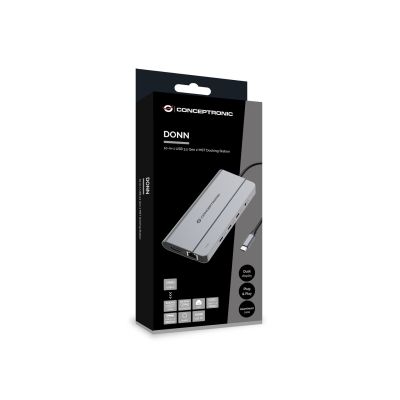 4. Conceptronic DONN34G stacja dokująca Przewodowa USB 3.2 Gen 2 (3.1 Gen 2) Type-C Szary