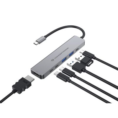 6. Conceptronic DONN33G stacja dokująca Przewodowa USB 3.2 Gen 1 (3.1 Gen 1) Type-C Srebrny
