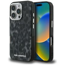 Etui Karl Lagerfeld IML Leopard Pattern MagSafe na iPhone 16 Pro Max - czarne