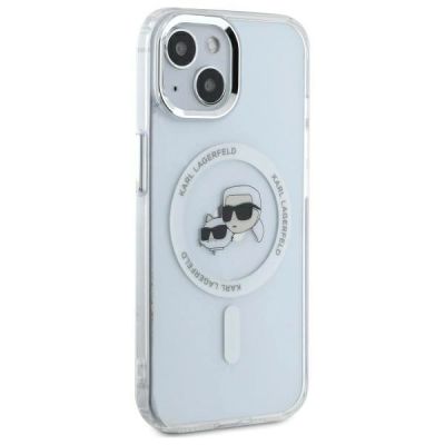 4. Etui Karl Lagerfeld IML Metal Karl&Choupette Head MagSafe na iPhone 14 - białe