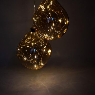 4. BOMBKA FORMÓWKA SZKLANA KROPLA 2SZT LED 12CM GOLD