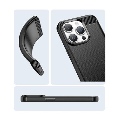 15. Carbon Case etui iPhone 14 Pro Max elastyczny żelowy pokrowiec na tył plecki czarny