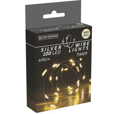 2. LAMPKI DRUCIKI NA BATERIE GIRLANDA 100 LED CIEPŁY BIAŁY TIMER