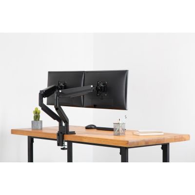4. Ramię biurkowe podwójne (zacisk) 2xLCD max. 32"max. 2x 9kg uchylno-obrotowe czarny