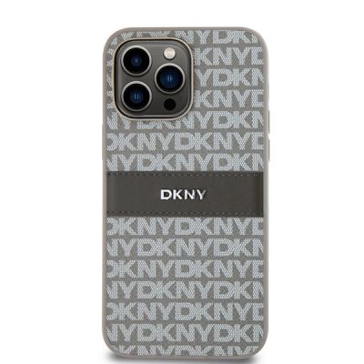3. Etui DKNY Leather Mono Stripe & Metal Logo na iPhone 14 Pro Max - beżowe