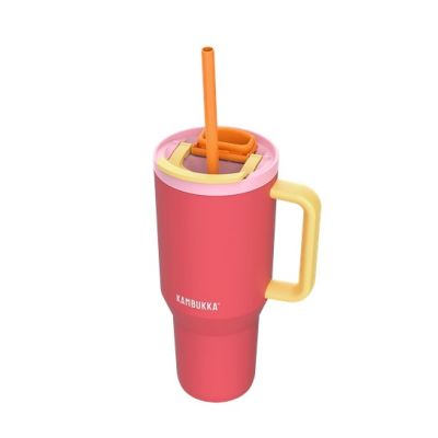 20. Kubek termiczny ze słomką Kambukka Rio Tumbler 950ml, Pink Papaya
