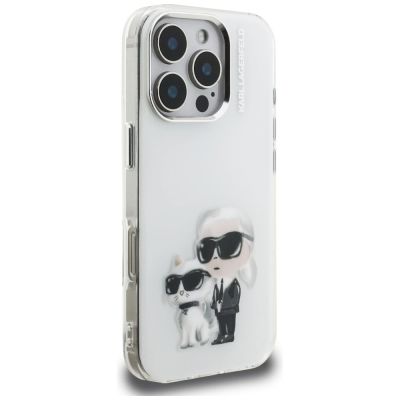 4. Etui Karl Lagerfeld IML Aquarelle Karl & Choupette & Logo na iPhone 16 Pro Max - białe