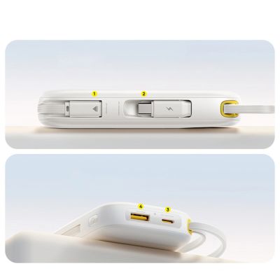 8. Powerbank Baseus EnerFill FC31 QPow3 10000mAh 45W z wyświetlaczem cyfrowym z 2 wbudowanymi kablami USB-C - biały