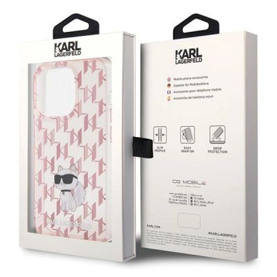 8. Etui Karl Lagerfeld Monogram Choupette na iPhone 15 Pro Max - różowe