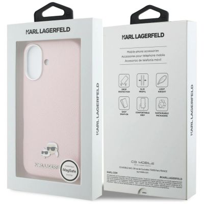 8. Etui Karl Lagerfeld Karl & Choupette Head Pins Saffiano MagSafe do iPhone 17 - różowe