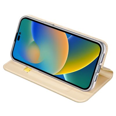 4. Dux Ducis Skin Pro kabura etui pokrowiec z klapką iPhone 14 Pro Max złoty