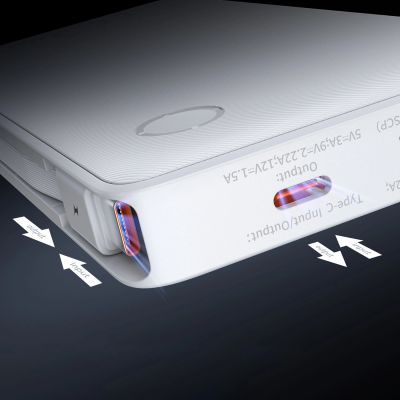 13. Powerbank Baseus Airpow Lite 10000mAh 22,5W z wbudowanymi kablami USB-C i Lightning - biały
