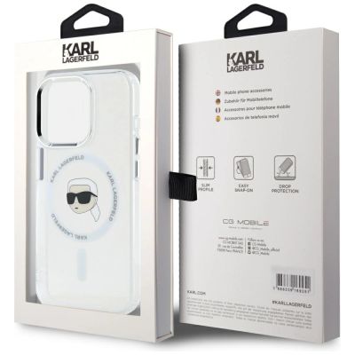 8. Etui Karl Lagerfeld IML Metal Karl Head MagSafe do iPhone 15 Pro Max biały