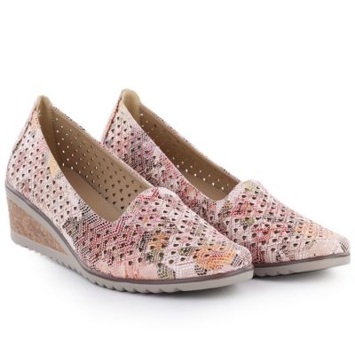 4. Półbuty damskie na koturnie ażurowe wielokolorowe Potocki SZ12306