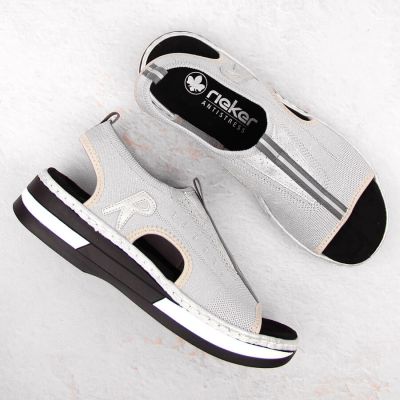 26. Komfortowe sandały wsuwane Rieker W RKR686 metallic 
