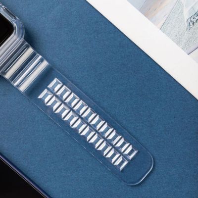 5. Silikonowa opaska pasek bransoleta bransoletka etui Strap Light Set do zegarka Apple Watch 44 mm - czerwona