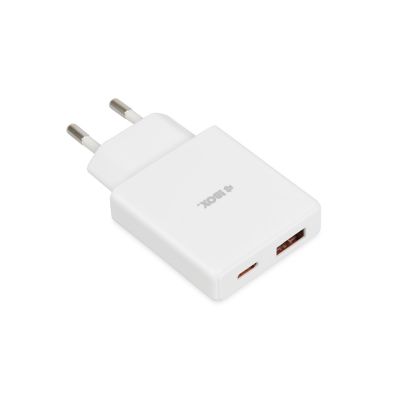 8. IBOX ŁADOWARKA UNIWERSALNA C-43 GAN PD30W SLIM USB A+C WHITE